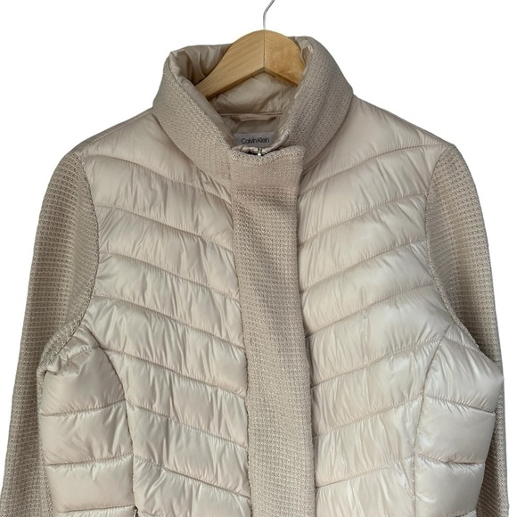 Calvin Klein Quilted Knit Puffer Jacket, Champagne, Large - Picture 2 of 9